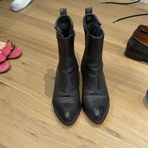 Alexander Wang Black Pointed Leather Chelsea Booties